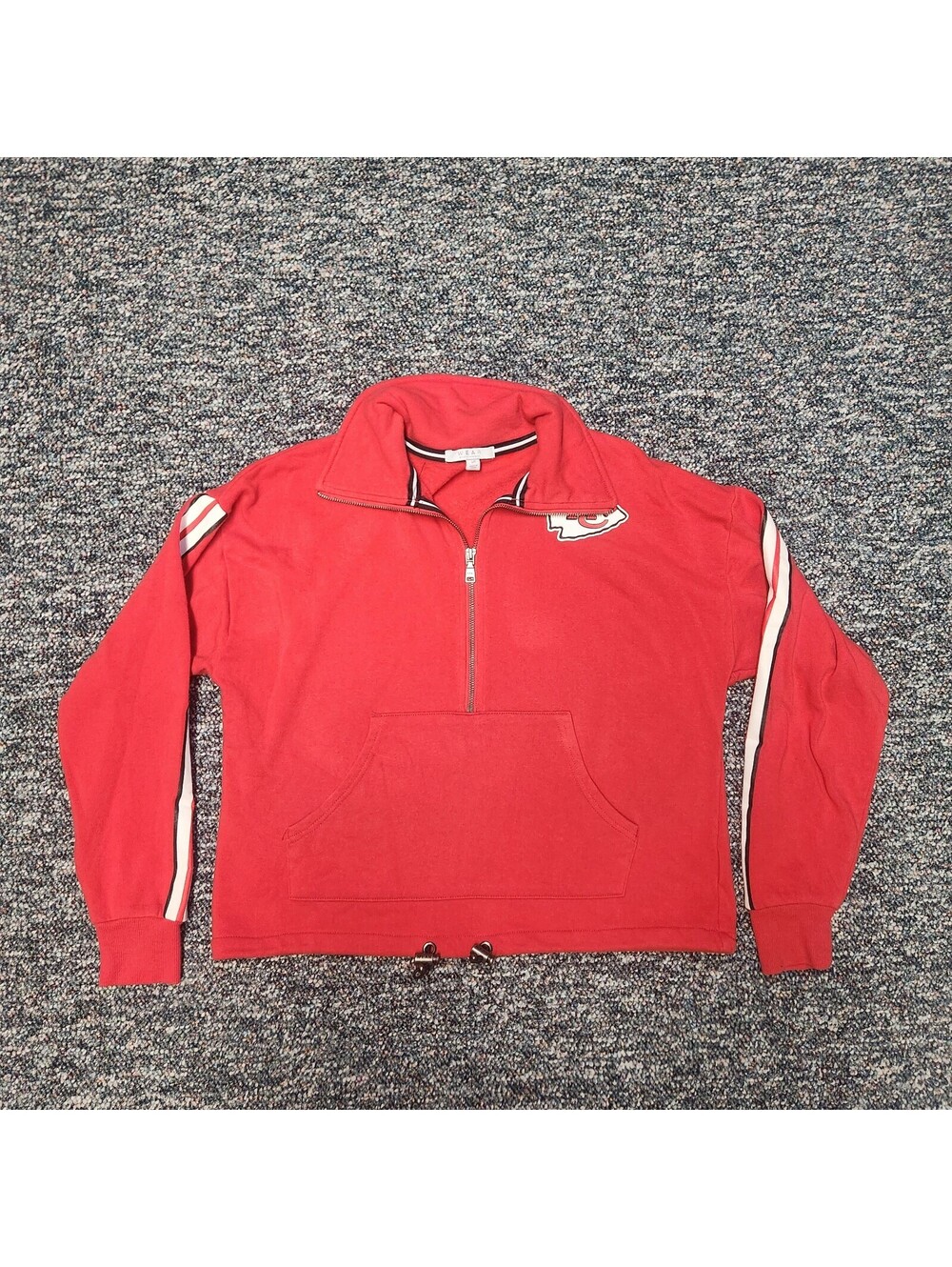 Kansas City Chiefs Red Quarter Zip Cropped Sweatshirt